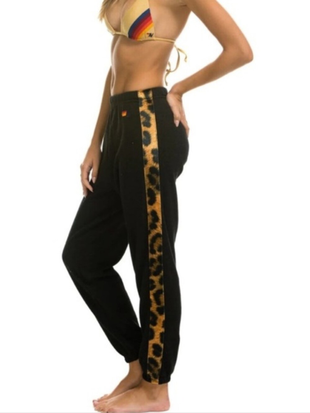 Aviator Nation Cheetah Stripe Sweatpants - Black // Cheetah Size S